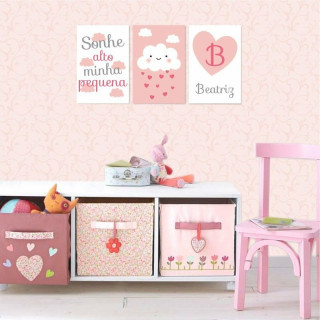 Kit de Placas Decorativas Chuva de Amor Rosa