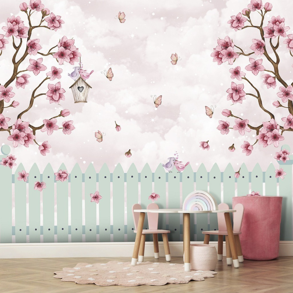 Papel De Parede Personalizado Árvores e Passarinhos