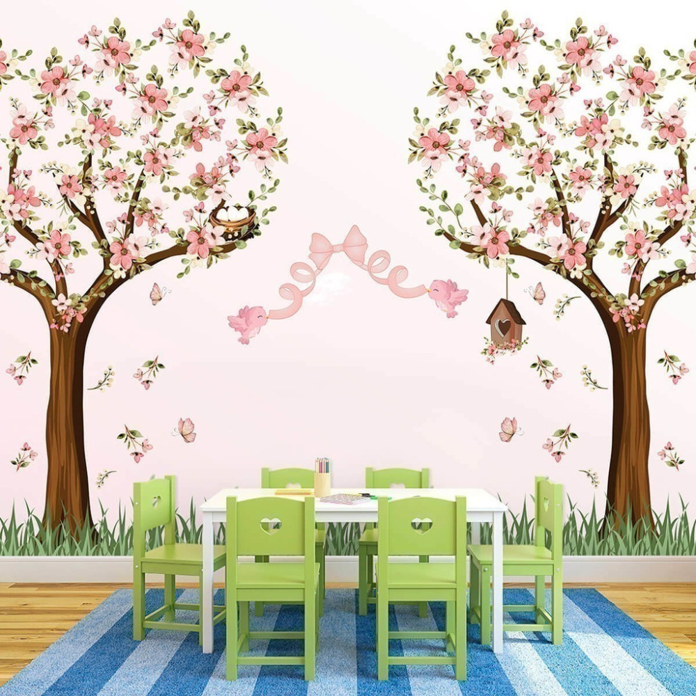 Papel De Parede Personalizado Jardim Mágico Com Pássaros