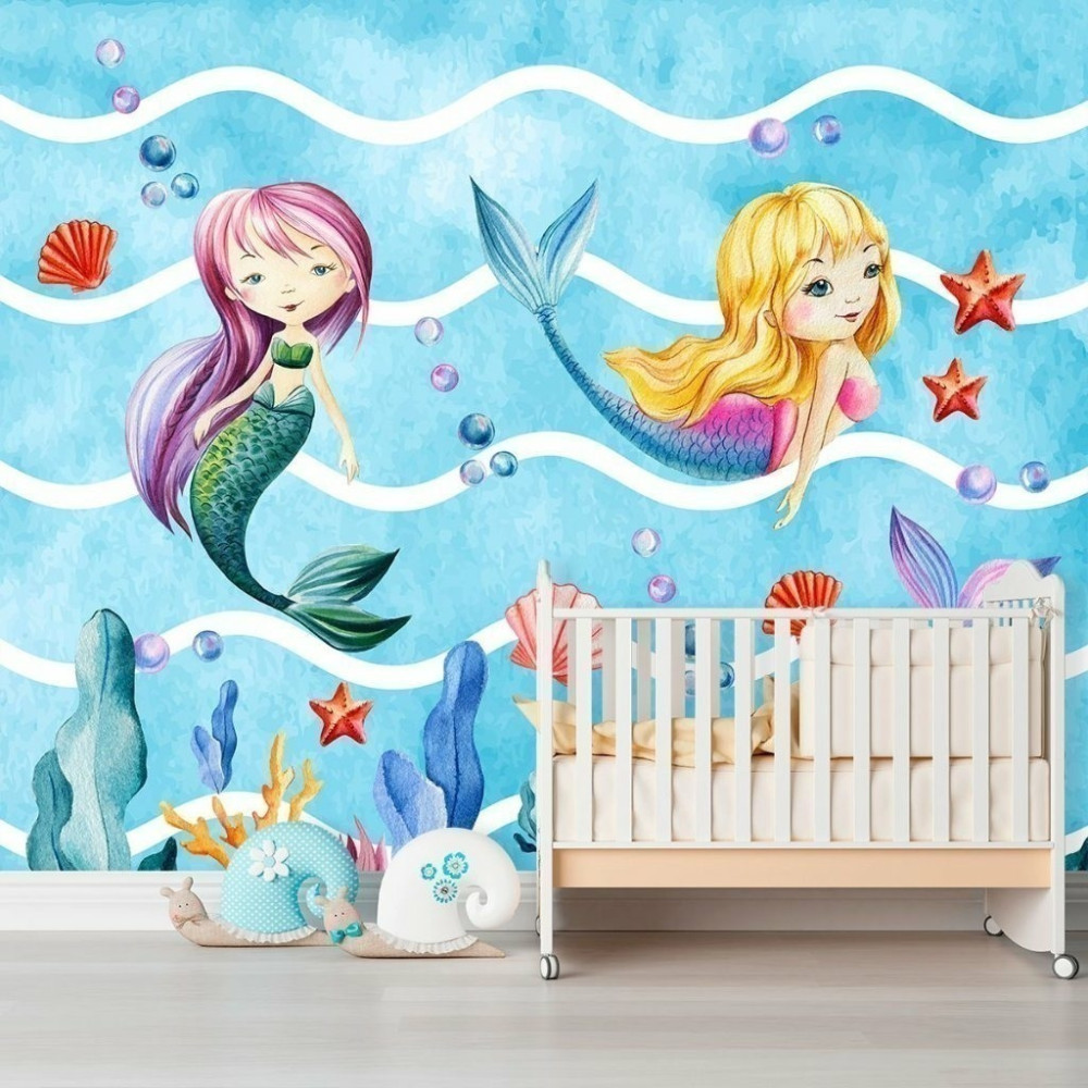Papel de Parede Personalizado Sereias no Fundo do Mar