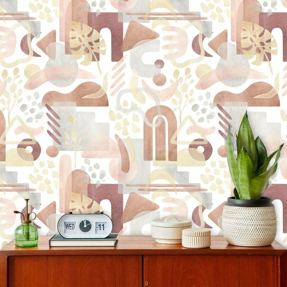 Papel De Parede Personalizado Formas Boho Aquarela Papel De Parede Personalizado Formas Boho Aquarela