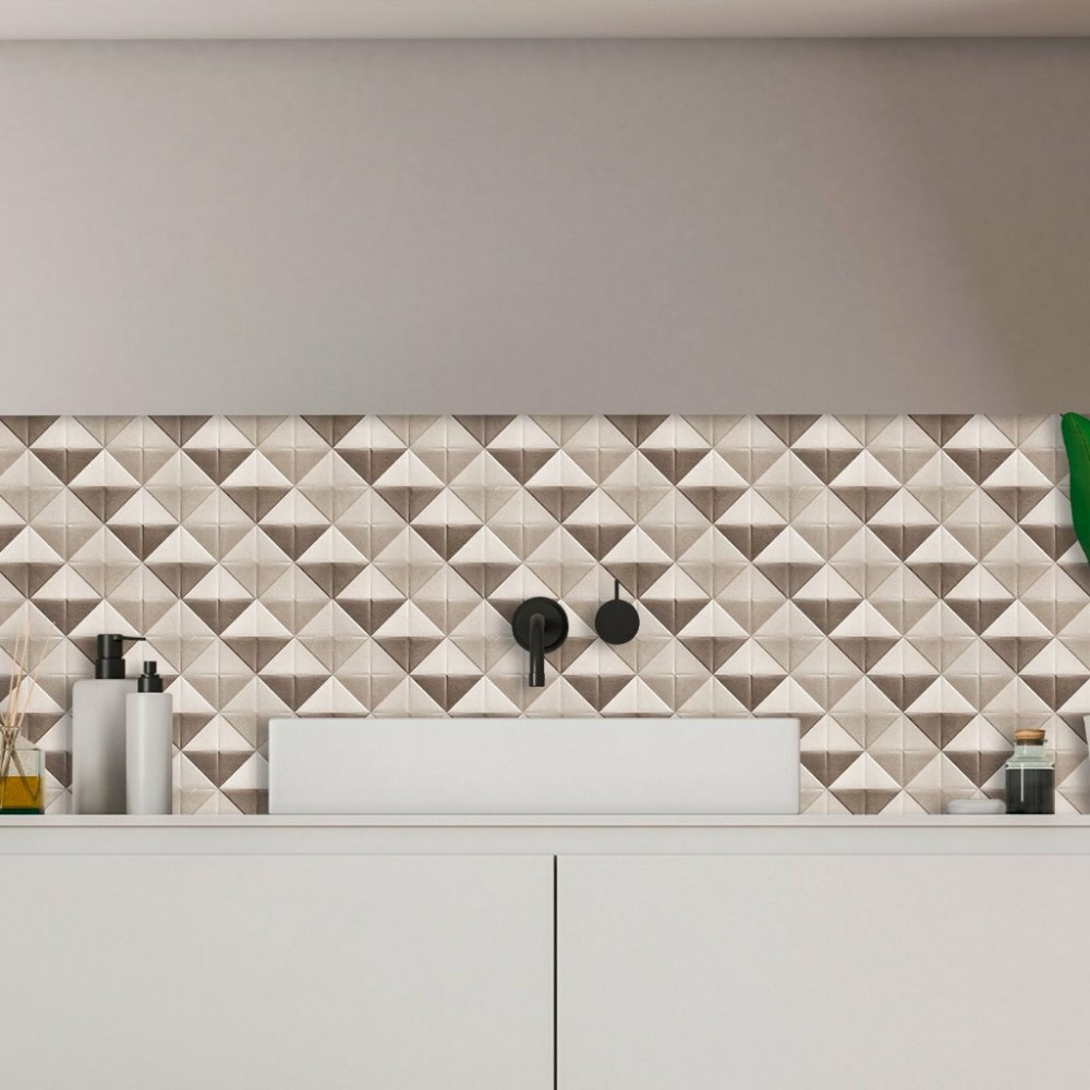 Papel de Parede Azulejo Quadriculado Marrom