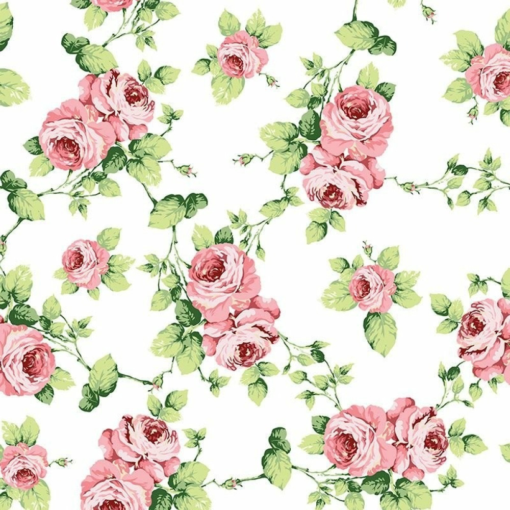 Papel de Parede Floral com Rosas e Fundo Branco