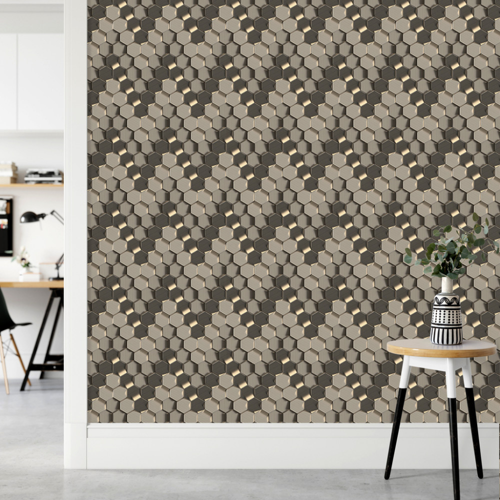 Papel de Parede Geométrico Marrom Fumê Papel de Parede Geométrico Marrom Fumê