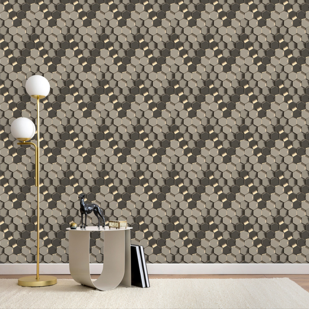 Papel de Parede Geométrico Marrom Fumê Papel de Parede Geométrico Marrom Fumê