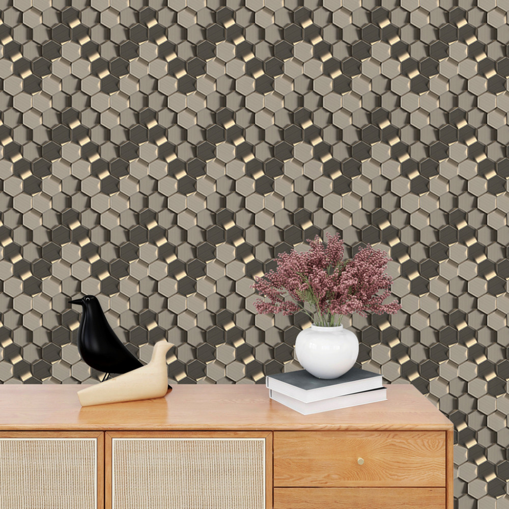 Papel de Parede Geométrico Marrom Fumê Papel de Parede Geométrico Marrom Fumê