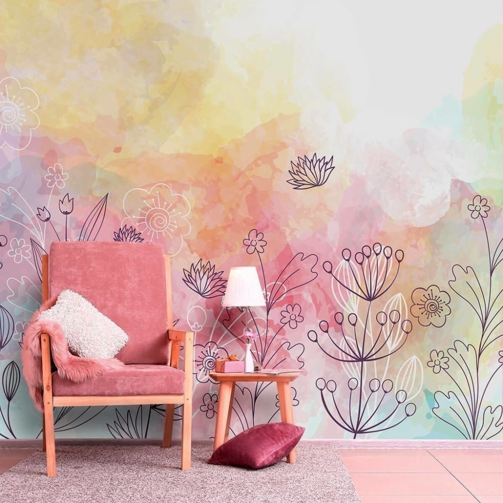 Papel De Parede Personalizado Jardim Colors Aquarela