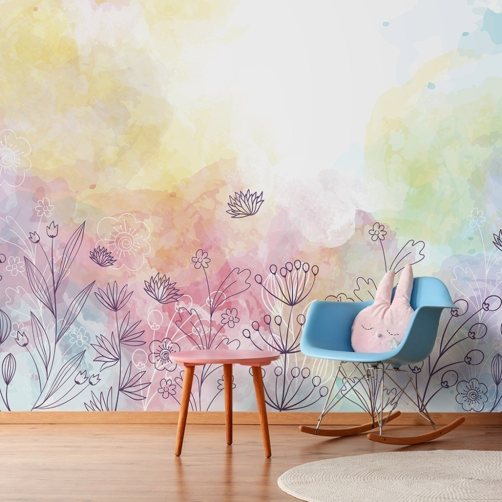 Papel De Parede Personalizado Jardim Colors Aquarela