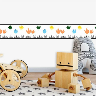 Faixa Decorativa Infantil Dinossauros Pegadas Cute
