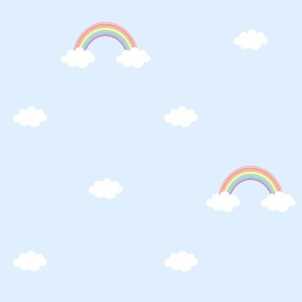 Papel de Parede Baby Arco-Íris fundo Azul