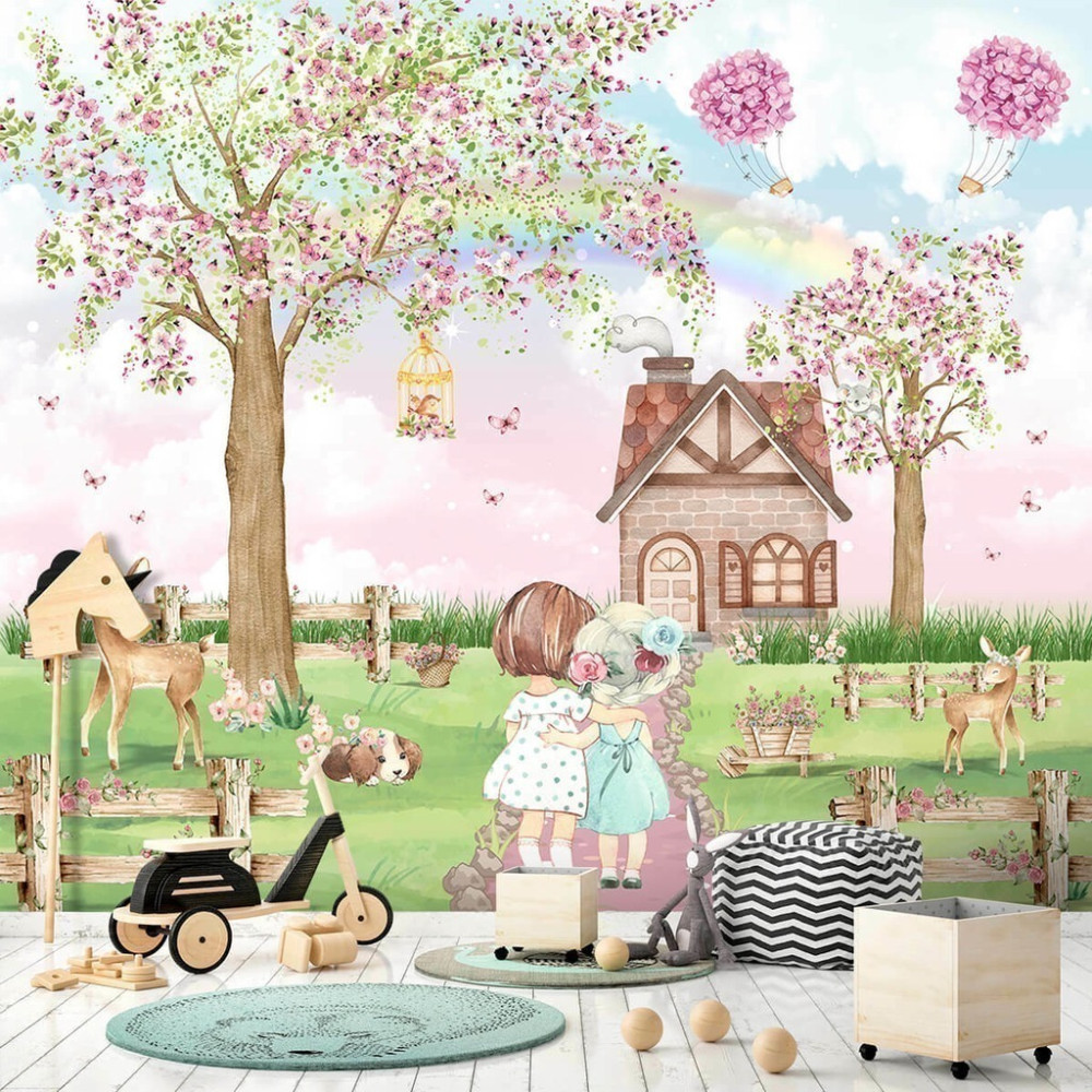 Papel De Parede Personalizado Bosque Encantado Com Animais