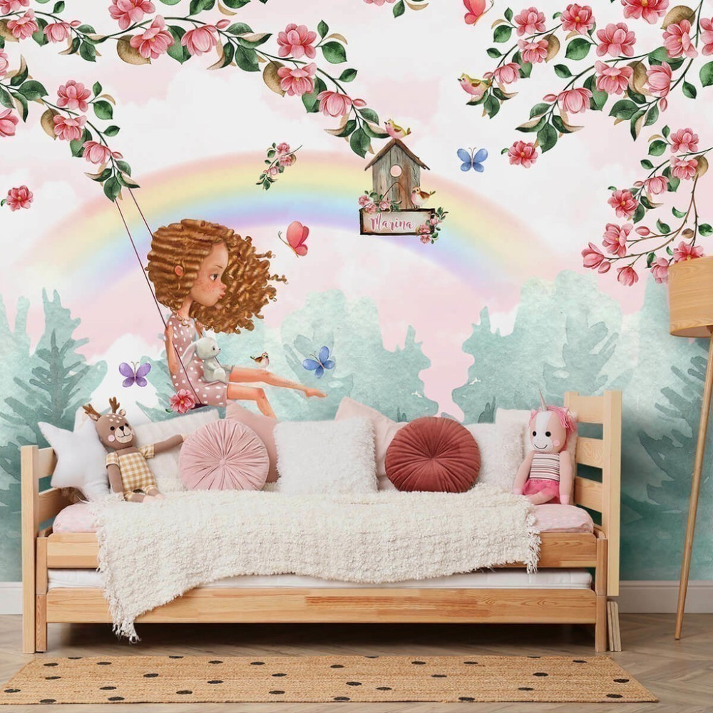 Papel De Parede Personalizado Balanço Floral Aquarela Papel De Parede Personalizado Balanço Floral Aquarela