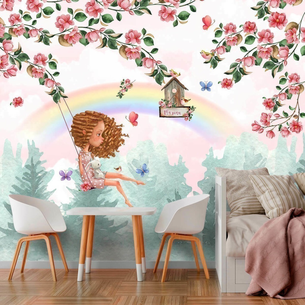 Papel De Parede Personalizado Balanço Floral Aquarela Papel De Parede Personalizado Balanço Floral Aquarela