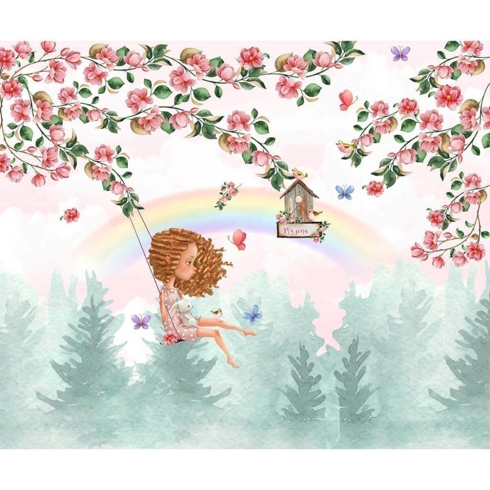 Papel De Parede Personalizado Balanço Floral Aquarela Papel De Parede Personalizado Balanço Floral Aquarela