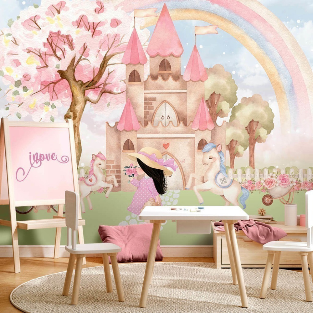Papel De Parede Personalizado Menina Fofa No Castelo Medieval