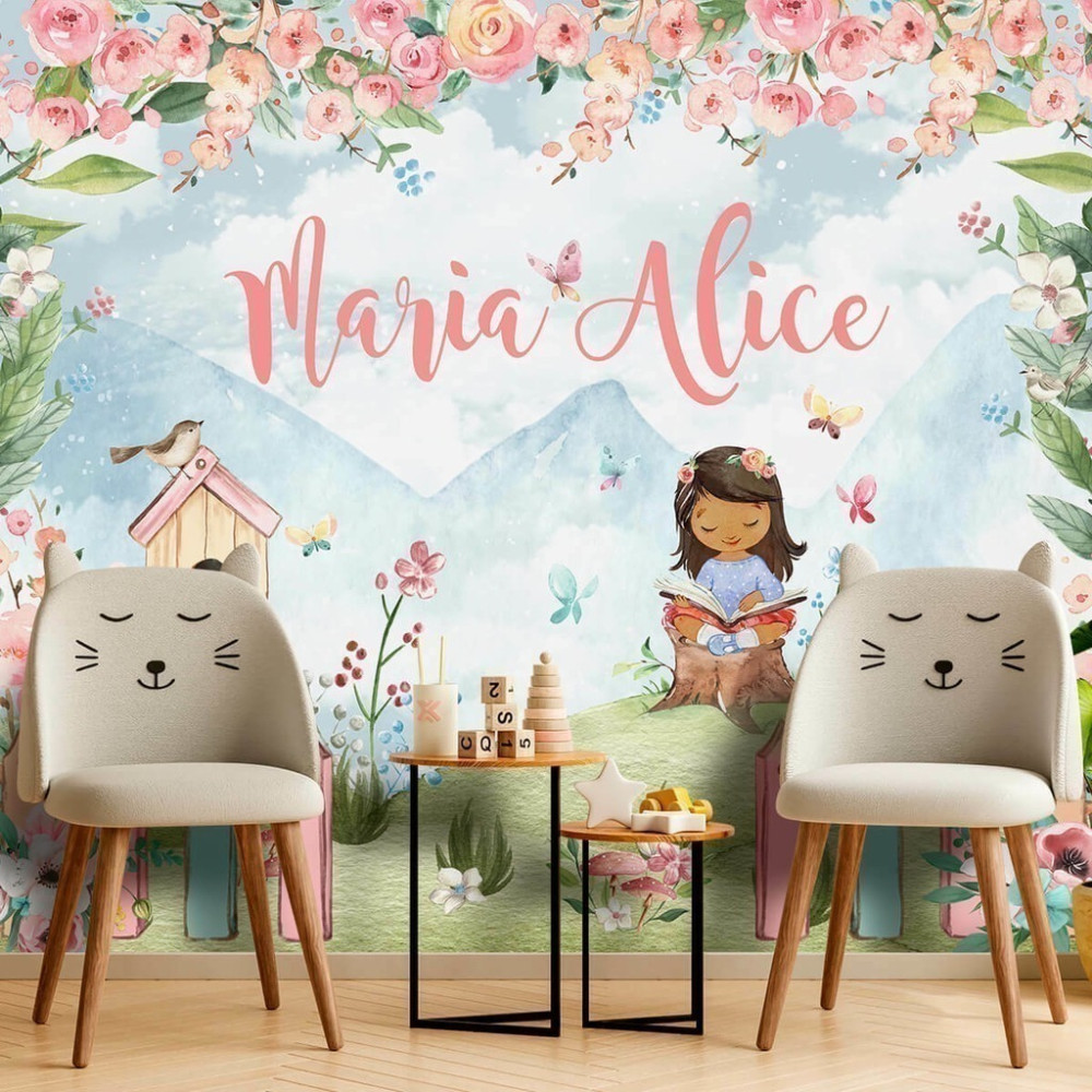 Papel De Parede Personalizado Leitura No Jardim Encantado Papel De Parede Personalizado Leitura No Jardim Encantado