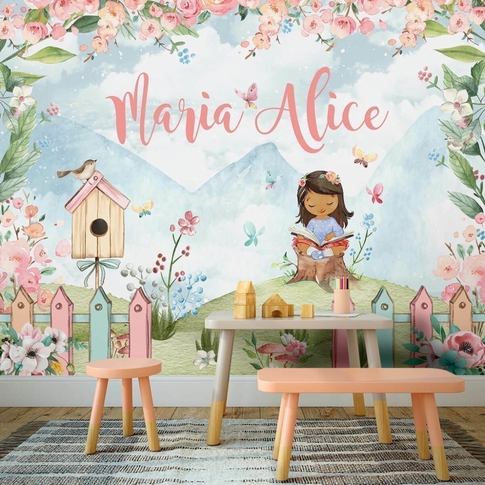 Papel De Parede Personalizado Leitura No Jardim Encantado Papel De Parede Personalizado Leitura No Jardim Encantado