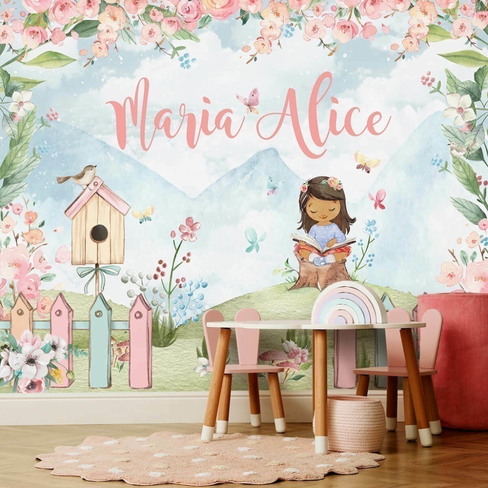 Papel De Parede Personalizado Leitura No Jardim Encantado Papel De Parede Personalizado Leitura No Jardim Encantado