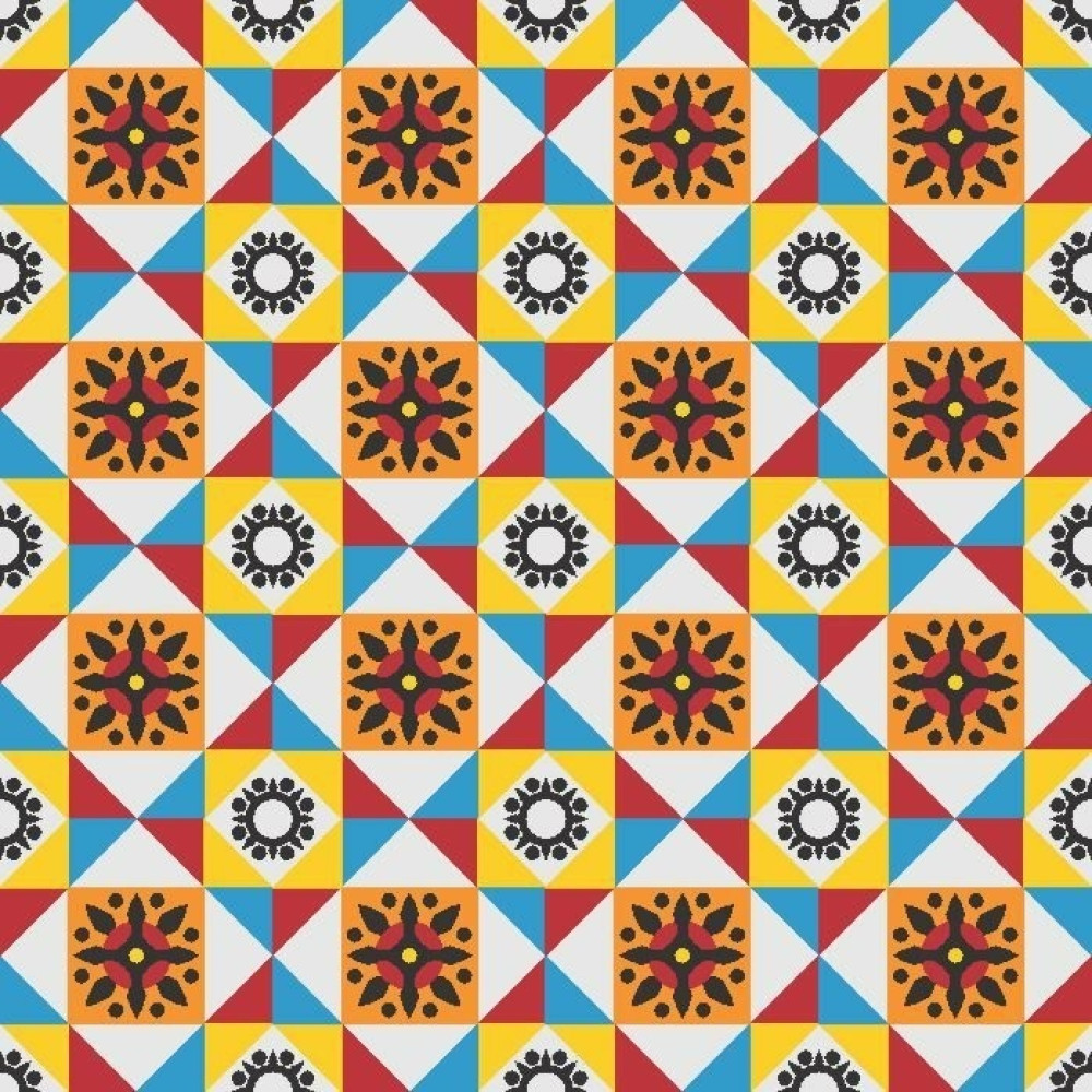 Adesivo de Azulejo Hidráulico Colorido