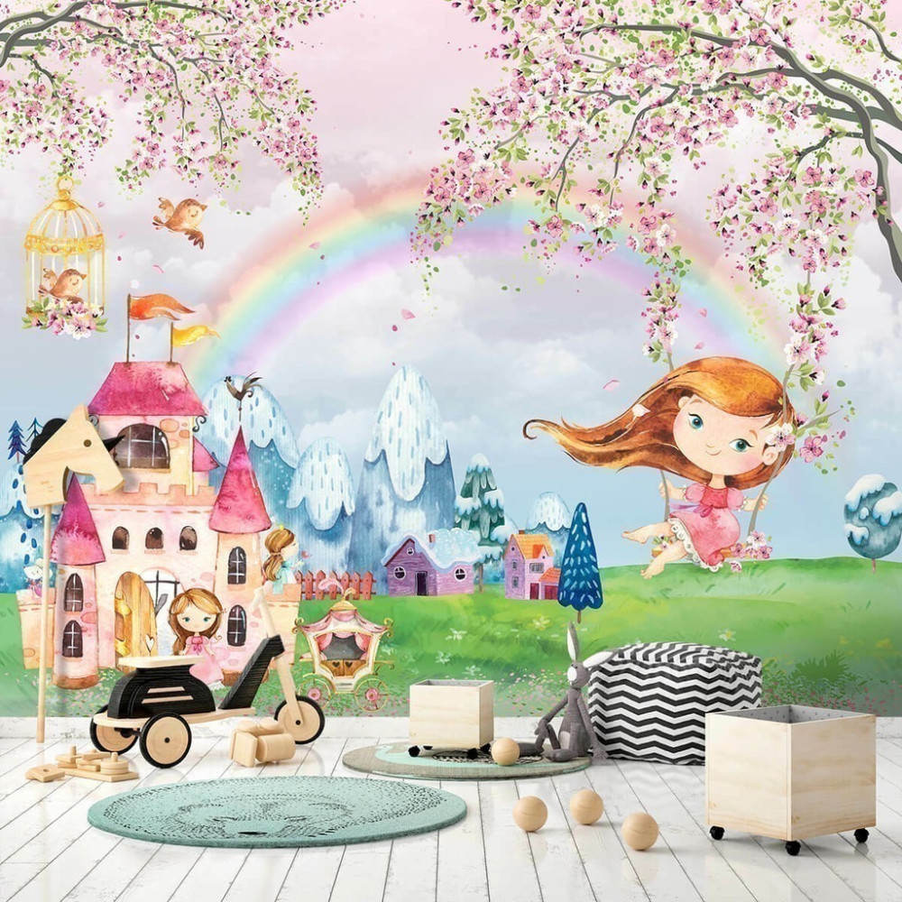 Papel De Parede Personalizado Menina Na Cadeira De Balanço Papel De Parede Personalizado Menina Na Cadeira De Balanço