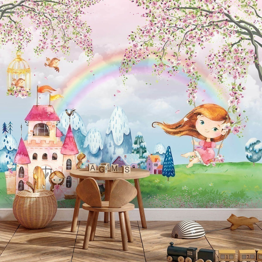 Papel De Parede Personalizado Menina Na Cadeira De Balanço Papel De Parede Personalizado Menina Na Cadeira De Balanço