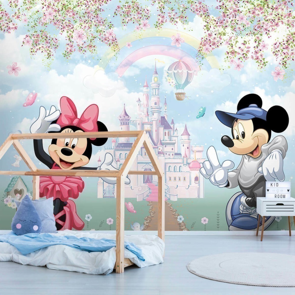 Papel De Parede Personalizado Minnie E Mickey No Castelo Encantado