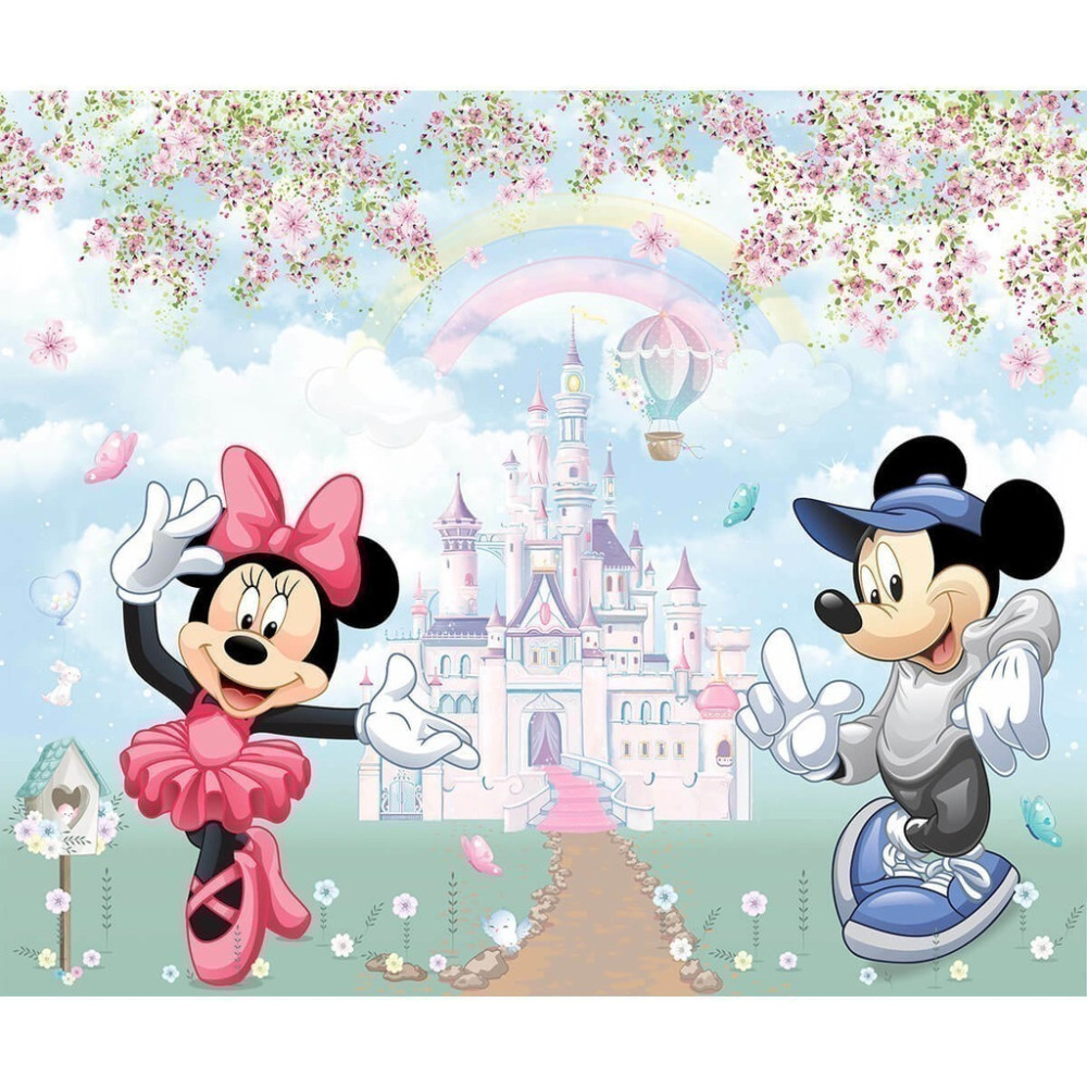 Papel De Parede Personalizado Minnie E Mickey No Castelo Encantado