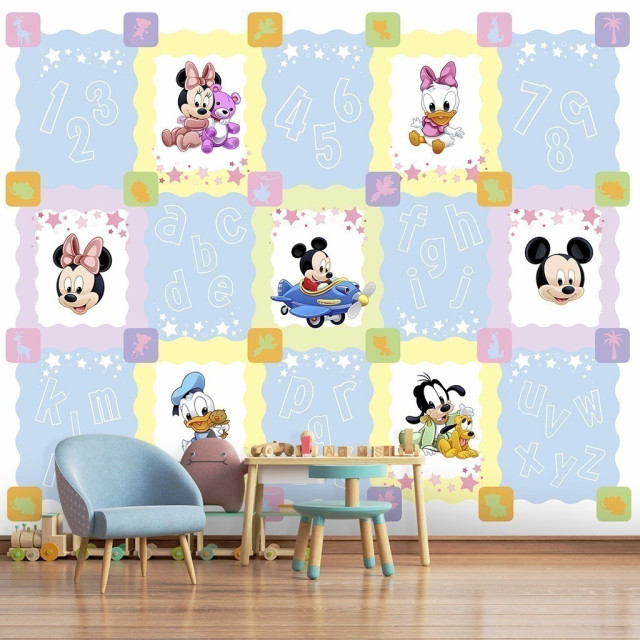 Papel De Parede Personalizado Alfabeto Mickey e Minnie