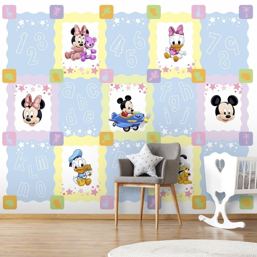 Papel De Parede Personalizado Alfabeto Mickey e Minnie