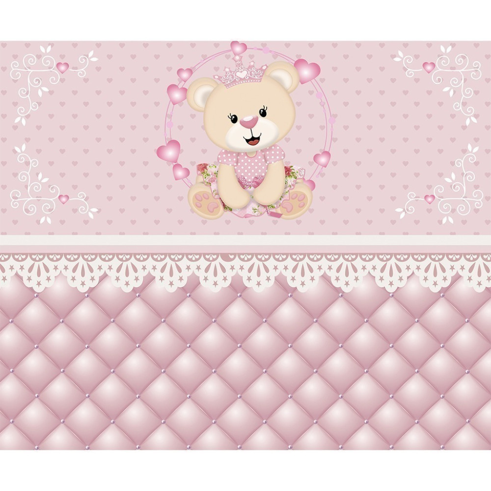 Papel De Parede Personalizado Ursinha Princesa All Pink