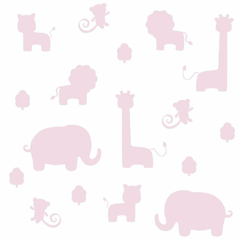 Papel de Parede Baby Safári Branco e Rosa