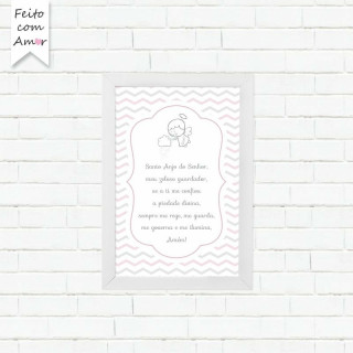 Placa Decorativa Anjo da Guarda Rosa