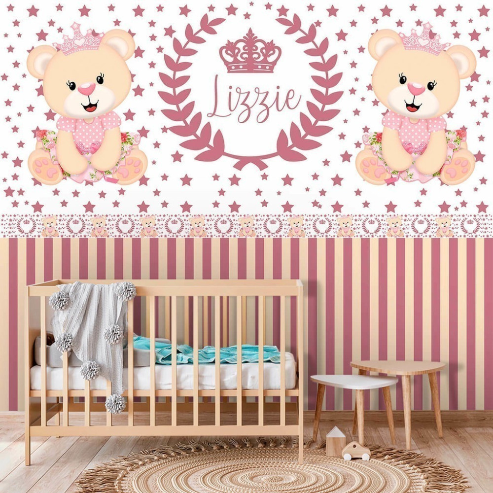 Papel De Parede Personalizado Ursinhas Princesas Bebê