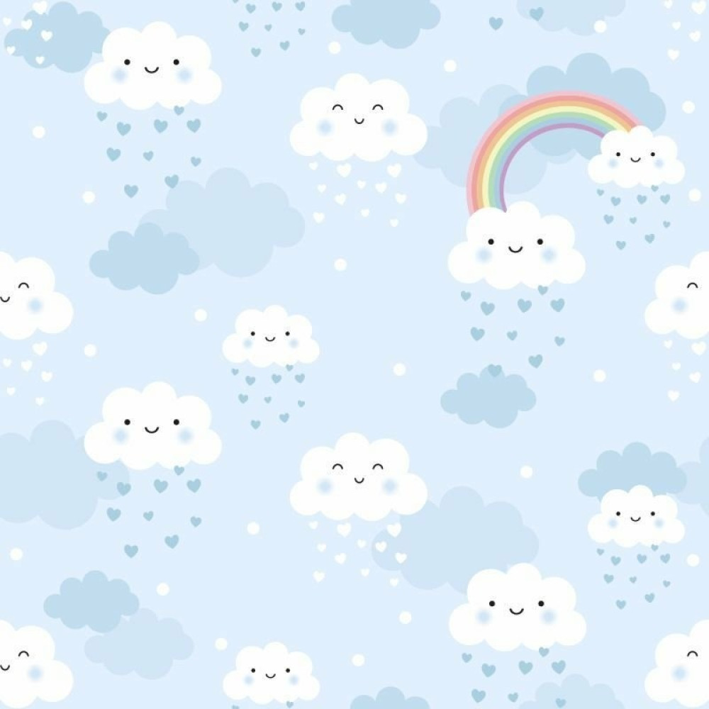 Papel de Parede Infantil Chuva de Amor Azul