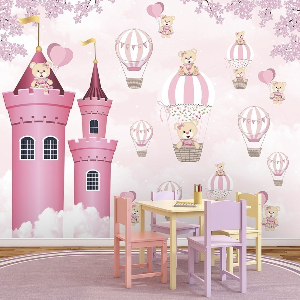Papel De Parede Personalizado Castelo Rosa das Ursinhas