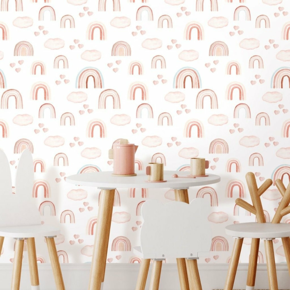 Papel de Parede Baby Arco Íris Aquarela