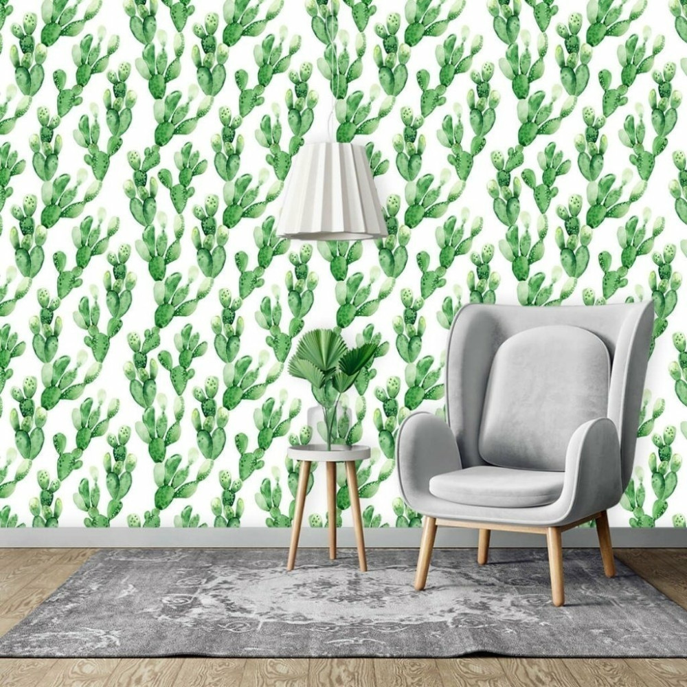 Papel De Parede Personalizado Cactos Aquarela