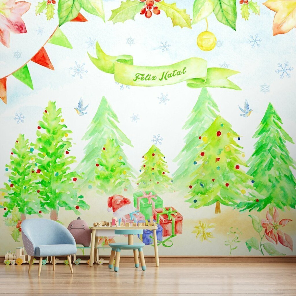 Papel de Parede Personalizado Árvore de Natal Papel de Parede Personalizado Árvore de Natal