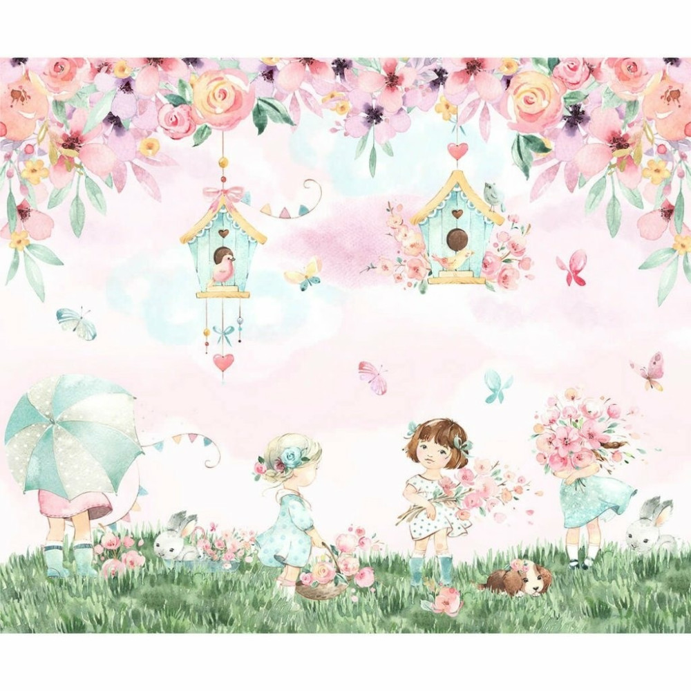 Papel de Parede Personalizado Jardim Aquarela Floristas