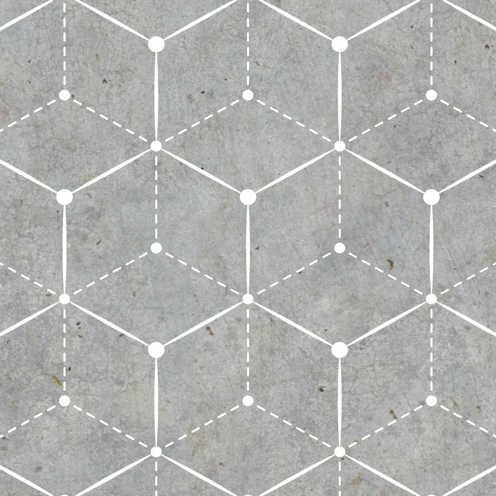 Papel de Parede Geométrico com Cimento Queimado Claro