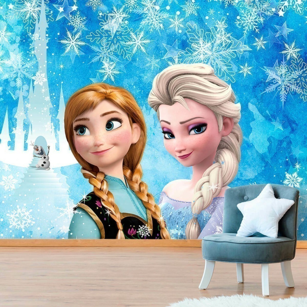 Papel De Parede Personalizado Anna e Elsa Frozen
