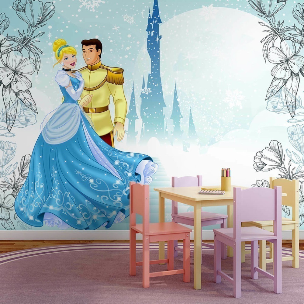 Papel De Parede Personalizado Cinderela e o Príncipe No Castelo Papel De Parede Personalizado Cinderela e o Príncipe No Castelo