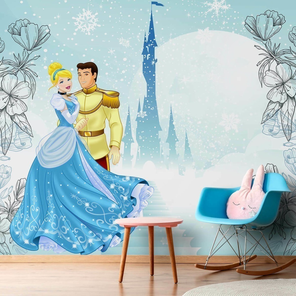 Papel De Parede Personalizado Cinderela e o Príncipe No Castelo Papel De Parede Personalizado Cinderela e o Príncipe No Castelo