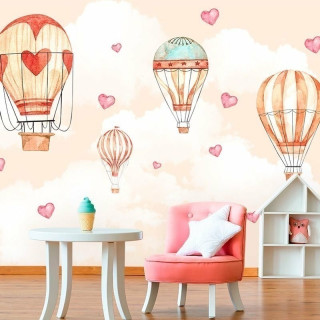 Papel de Parede Personalizado Balão Corações Cute