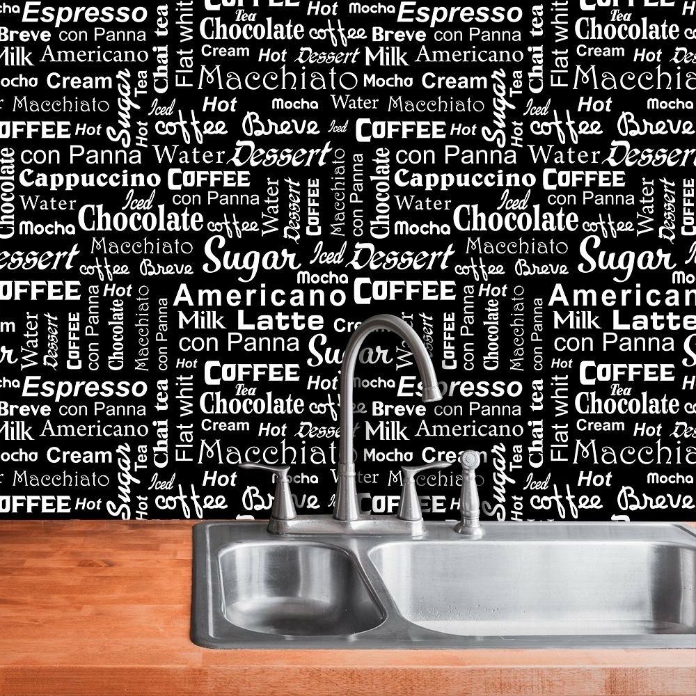Papel de Parede Para Cozinha Macchiato Preto e Branco