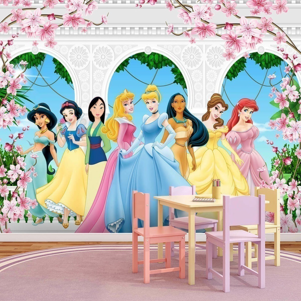 Papel De Parede Personalizado Princesas Com Flores Suspensas