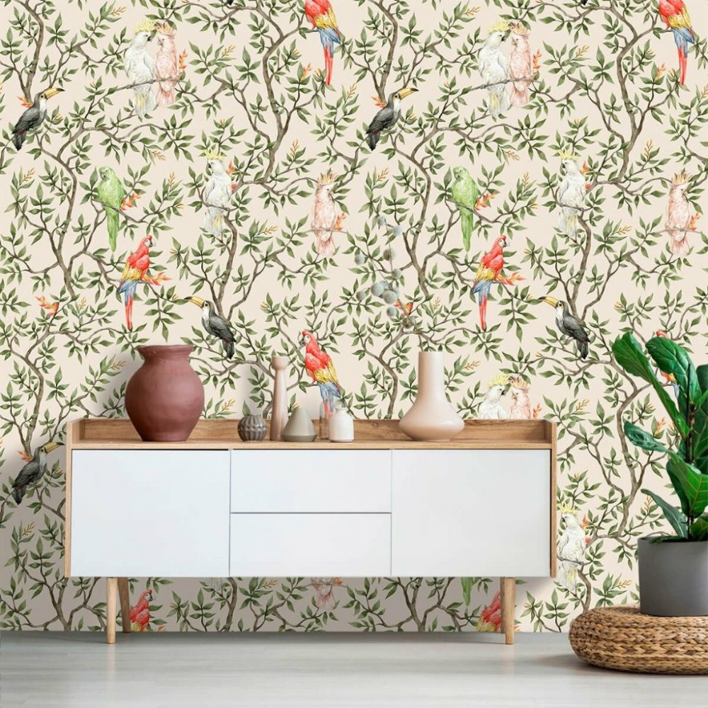 Papel de Parede Personalizado Pássaros Aquarela