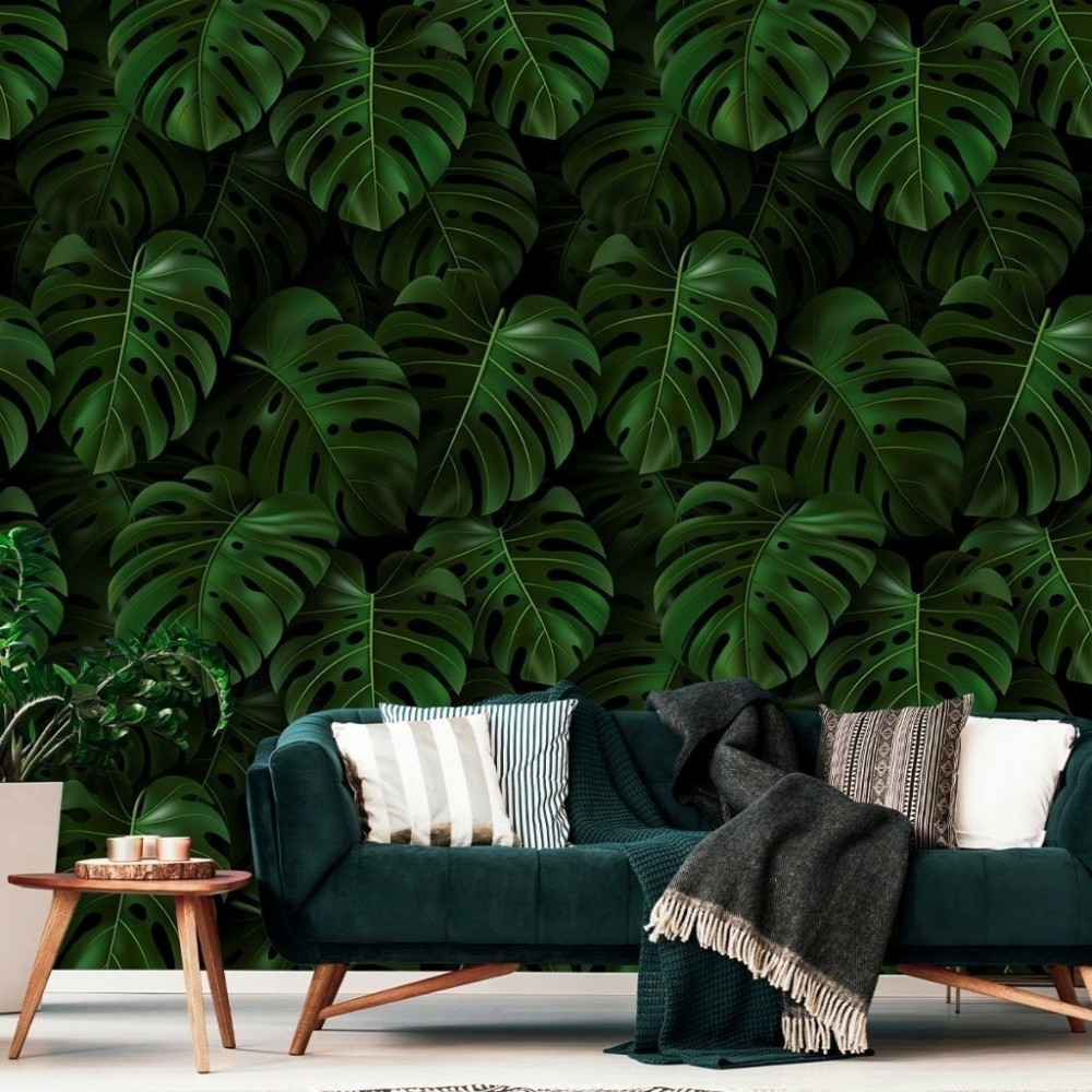 Papel de Parede Personalizado Costela de Adão Verde Papel de Parede Personalizado Costela de Adão Verde