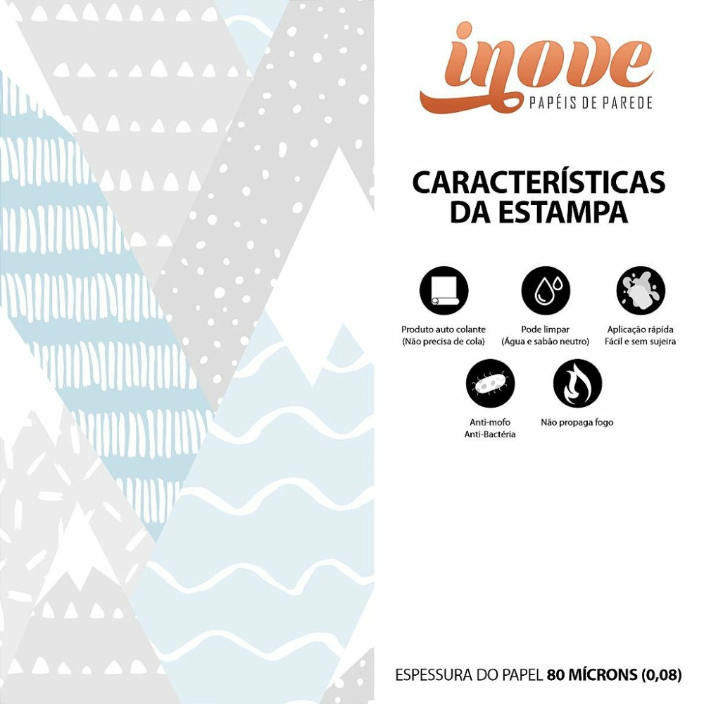 Papel de Parede Montanhas Baby Azul e Cinza