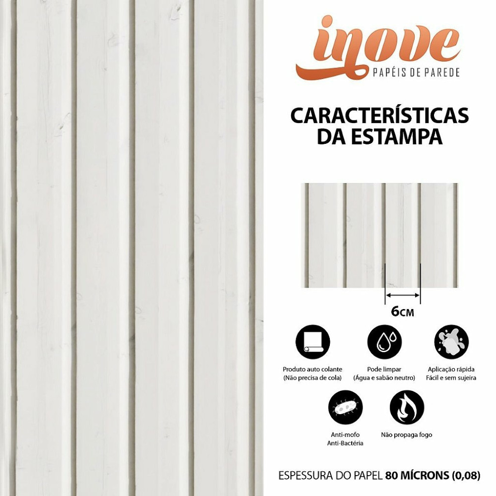 Papel de Parede Madeira Ripada Branca Cinza